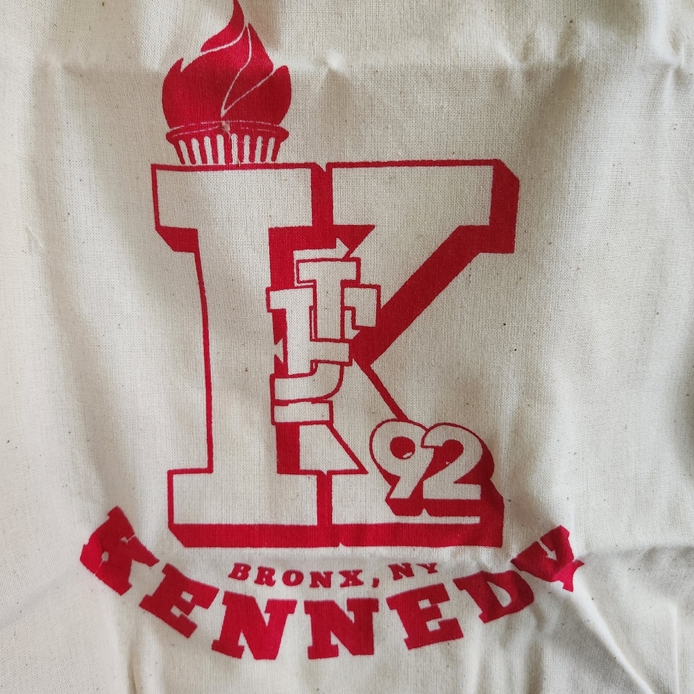 Class of 1992. JOHN F. KENNEDY, Bronx campus high school canvas tote bag. 27 ct